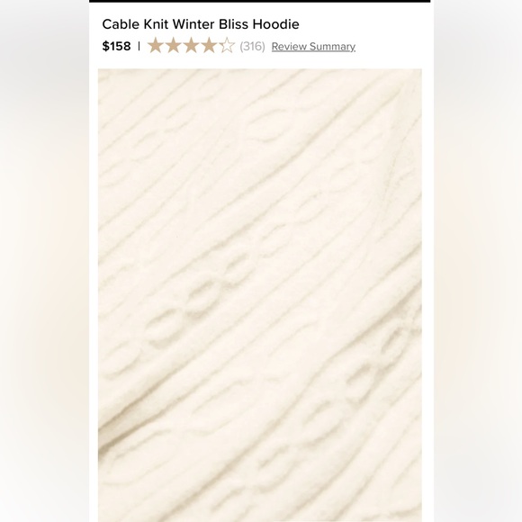 ALO CABLE KNIT WINTER BLISS HOODIE IVORY SLOUCHY OVERSIZED CROPPED FIT - Picture 6 of 11